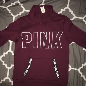 VS PINK Quarter Zip Burgundy Sweater